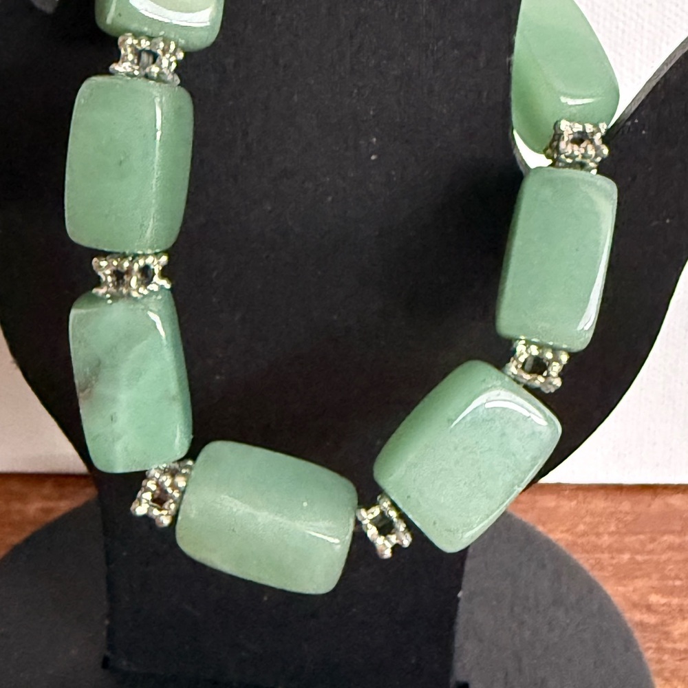 Chunky Green Aventurine Rectangular Bead Bracelet… - image 7